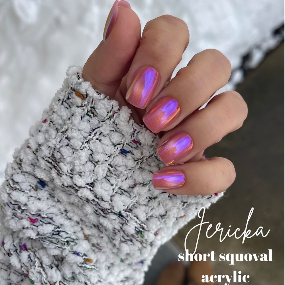 NEW 𝙍𝙚𝙙 𝘼𝙨𝙥𝙚𝙣 Press-On Nails Pink Acrylic Jubilant Jericka Short Squoval